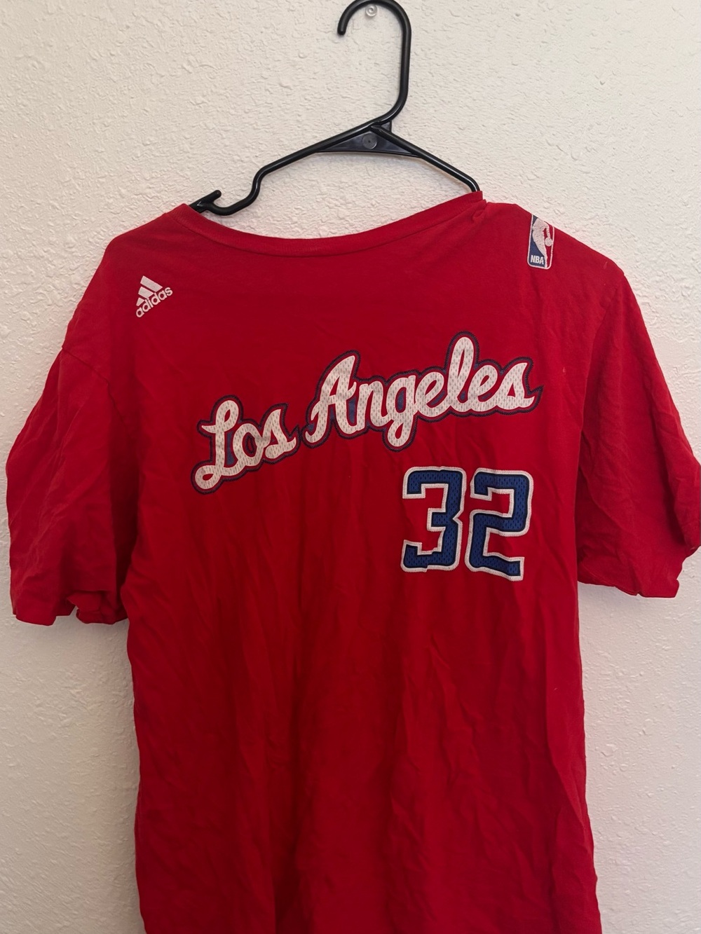 adidas Los Angeles Red Jersey Tee with Blue & White Accents